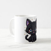 Kawaii Galaxy Black Cat Mok Schattige hemels Kat (Voorkant links)