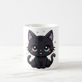 Kawaii Galaxy Black Cat Mok Schattige hemels Kat