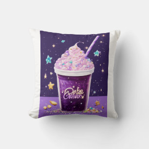 Kawaii Galaxy Boba Thee – Paarse Sparkle Opgeklopt Kussen