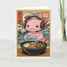 Kawaii Gamer Axolotl Ramen Cute Japanese Gaming Kaart