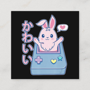 Kawaii Gamer Bunny - Rabbit Pastel Cute Vierkante Visitekaartje