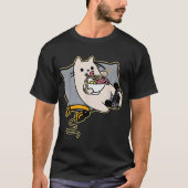 Kawaii Gamer Cat Eating Ramen T-shirt (Voorkant)