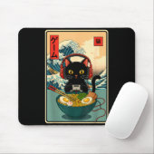 Kawaii Gamer Cat Ramen Retro Japanese Funny Cat Ga Muismat (Met muis)