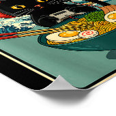 Kawaii Gamer Cat Ramen Retro Japanese Funny Cat Ga Poster (Hoek)