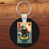 Kawaii Gamer Cat Ramen Retro Japanese Funny Cat Ga Sleutelhanger (Voorkant)
