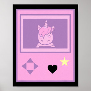 Kawaii Gamer Eenhoorn Pastel Anime Meisje Manga St Poster
