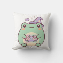 Kawaii Gamer Kikker Tovenaar Pastel Cozy Dekkussen