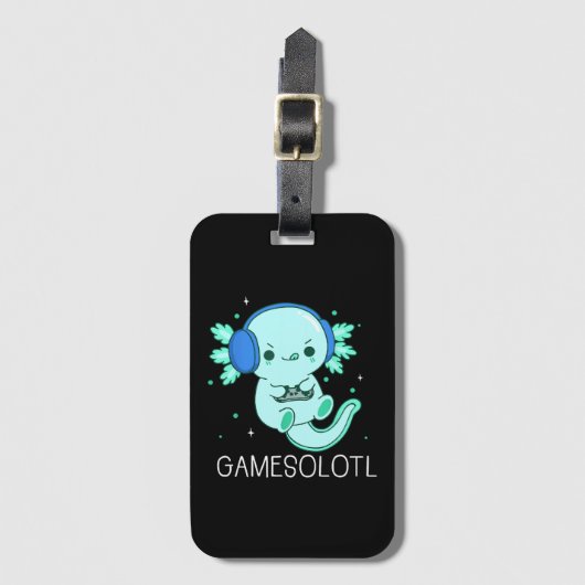 Kawaii Gamesolotl Axolotl Gamer Bagagelabel (Voorkant (verticaal))