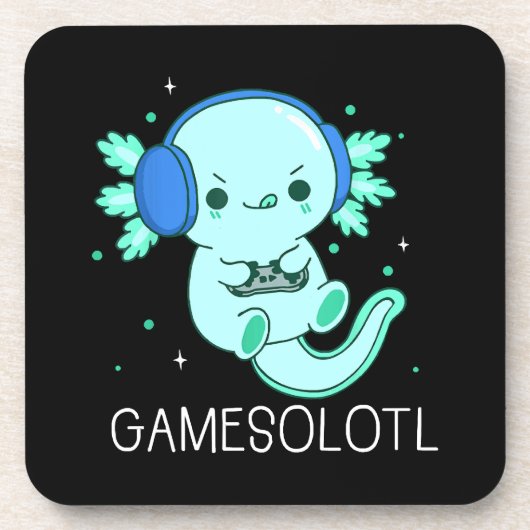 Kawaii Gamesolotl Axolotl Gamer Bier Onderzetter (Voorkant)