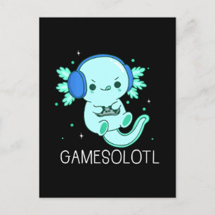 Kawaii Gamesolotl Axolotl Gamer Briefkaart