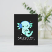 Kawaii Gamesolotl Axolotl Gamer Briefkaart (Staand voorkant)