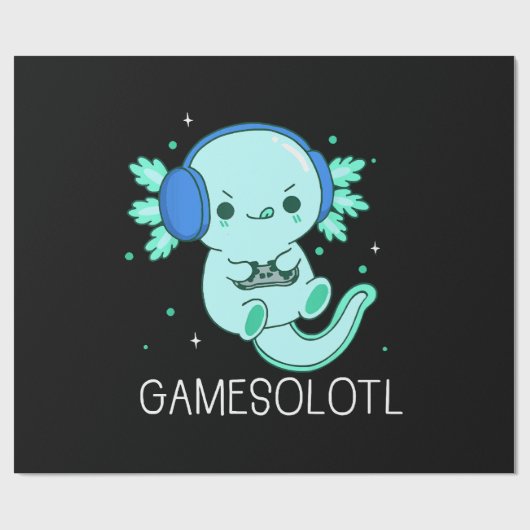 Kawaii Gamesolotl Axolotl Gamer Cadeaupapier (Vlak)