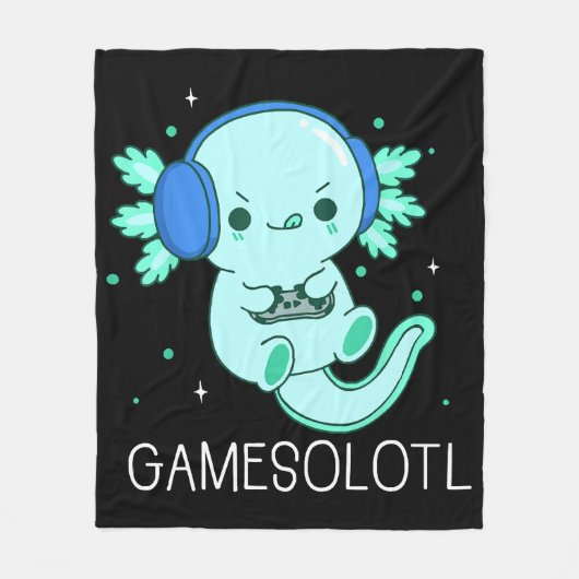 Kawaii Gamesolotl Axolotl Gamer Fleece Deken (Voorkant)