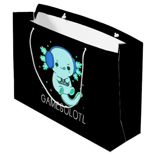 Kawaii Gamesolotl Axolotl Gamer Groot Cadeauzakje (Achterkant Gekanteld)