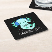 Kawaii Gamesolotl Axolotl Gamer Kartonnen Onderzetters (Schuin)