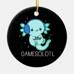 Kawaii Gamesolotl Axolotl Gamer Keramisch Ornament