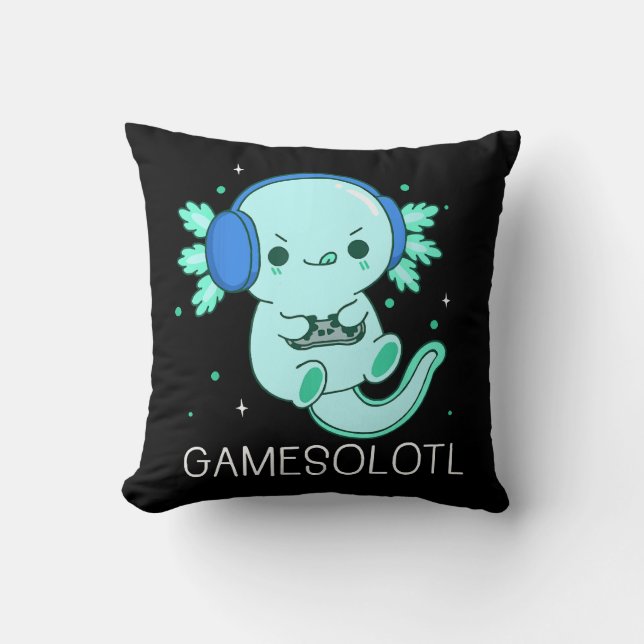 Kawaii Gamesolotl Axolotl Gamer Kussen (Voorkant)
