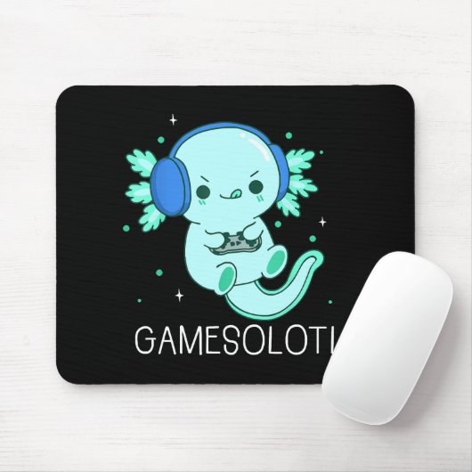 Kawaii Gamesolotl Axolotl Gamer Muismat (Met muis)