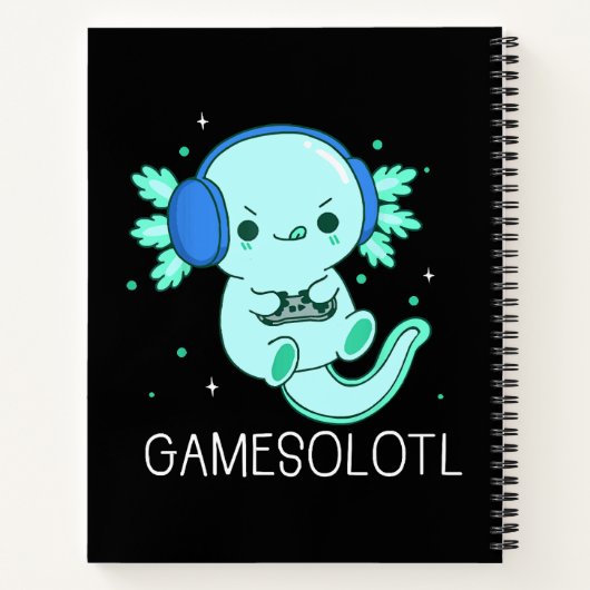 Kawaii Gamesolotl Axolotl Gamer Notitieboek (Achterkant)