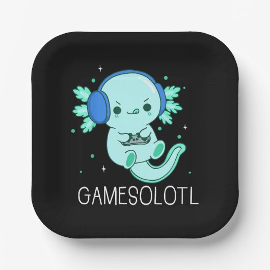 Kawaii Gamesolotl Axolotl Gamer Papieren Bordje (Voorkant)