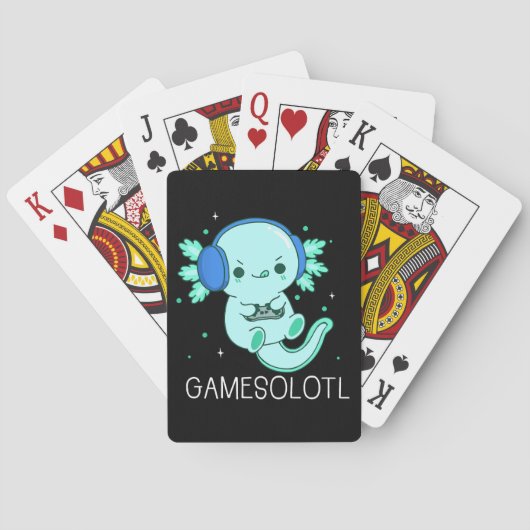 Kawaii Gamesolotl Axolotl Gamer Pokerkaarten (Achterkant)