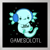 Kawaii Gamesolotl Axolotl Gamer Poster (Voorkant)