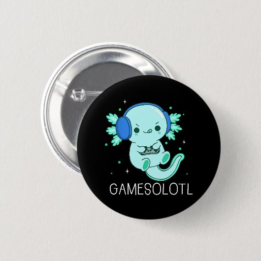 Kawaii Gamesolotl Axolotl Gamer Ronde Button 5,7 Cm (Voorkant /achterkant)