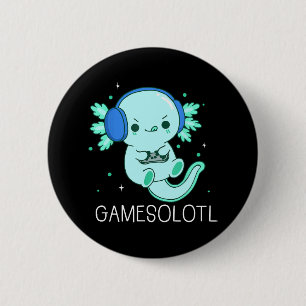 Kawaii Gamesolotl Axolotl Gamer Ronde Button 5,7 Cm