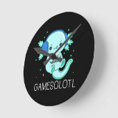 Kawaii Gamesolotl Axolotl Gamer Ronde Klok (Hoek)