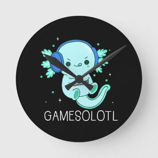 Kawaii Gamesolotl Axolotl Gamer Ronde Klok (Voorkant)