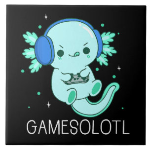 Kawaii Gamesolotl Axolotl Gamer Tegeltje