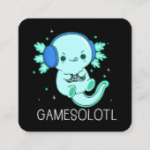 Kawaii Gamesolotl Axolotl Gamer Vierkante Visitekaartje (Achterkant)