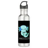 Kawaii Gamesolotl Axolotl Gamer Waterfles (Voorkant)