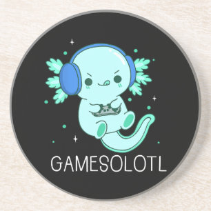 Kawaii Gamesolotl Axolotl Gamer Zandsteen Onderzetter