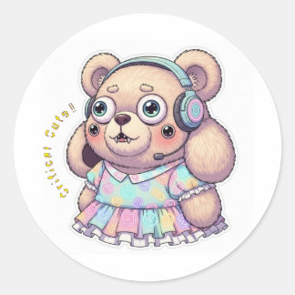 🎮🩷🩵KAWAII Gaming Rabbit ？？Custom Message Ronde Sticker