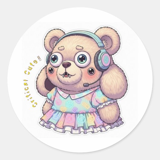 🎮🩷🩵KAWAII Gaming Rabbit ？？Custom Message Ronde Sticker (Voorkant)