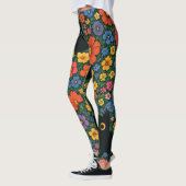 Kawaii Garden Art – Cute Black Cat Floral Pattern Leggings (Links)
