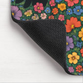 Kawaii Garden Art – Cute Black Cat Floral Pattern Muismat (Hoek)