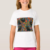 Kawaii Garden Art | Cute Black Cat Floral Pattern T-shirt (Voorkant)
