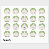 Kawaii Garlic Bulb on Green Starburst Ronde Sticker (Vel)