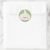 Kawaii Garlic Bulb on Green Starburst Ronde Sticker (Tas)