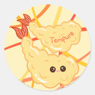 Kawaii garnalen Tempura tekenen Japanse strepen Ronde Sticker
