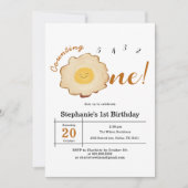 Kawaii gebakken ei 1e verjaardag kaart (Voorkant)