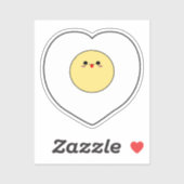 Kawaii Gebakken Ei Vinyl Sticker | Hart Vorm (Vel)