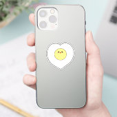 Kawaii Gebakken Ei Vinyl Sticker | Hart Vorm (Telefoon)