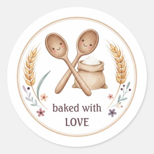 Kawaii Gebakken Met Liefde Bakkerij Label | Schatt (Voorkant)