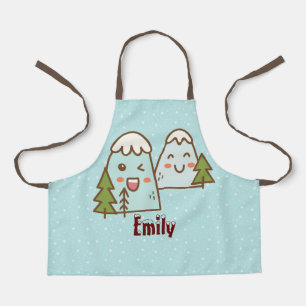 Kawaii-gebergte in Snow Kinder Kerstmis Schort