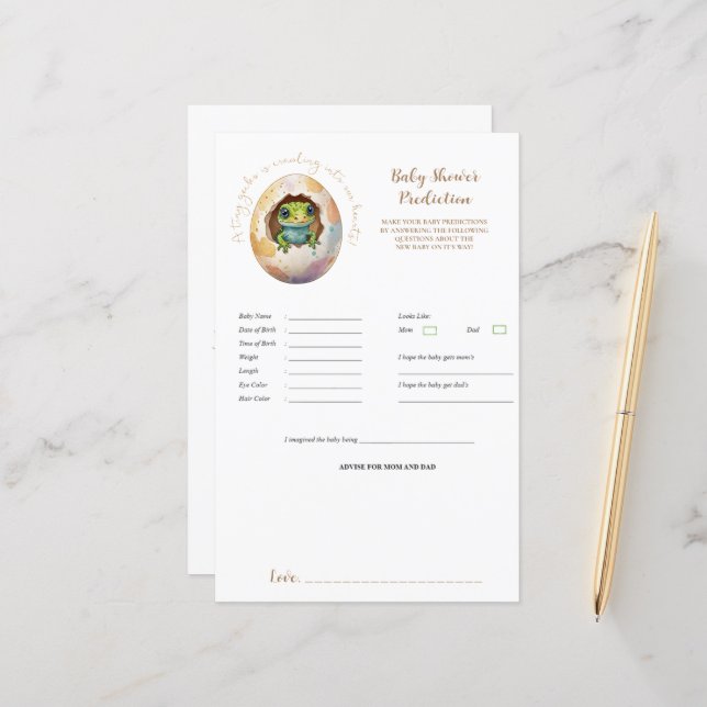 Kawaii Gecko Hagedis Ei Baby shower Voorspel spel (Voorkant / Achterkant in situ)