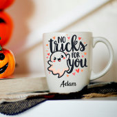 Kawaii geen trucs voor je naam paar Halloween Mok