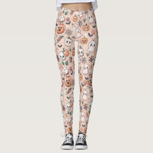 Kawaii Geest Pompoen Halloween Oranje Patroon Leggings